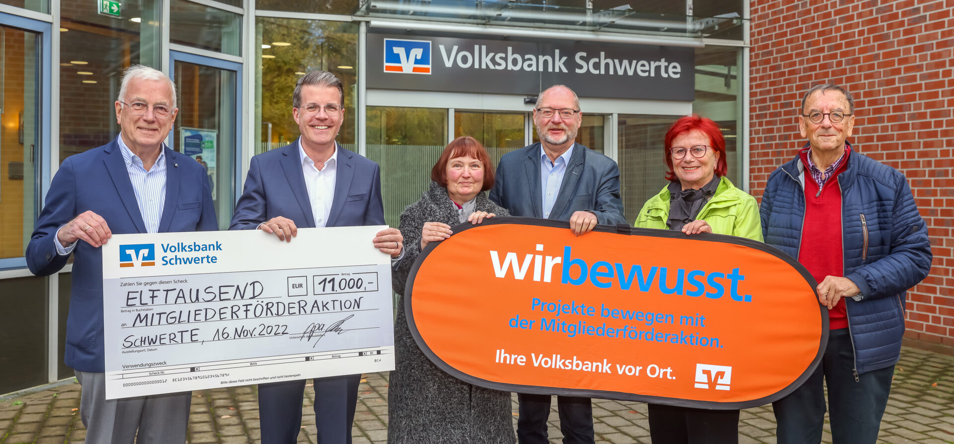 Volksbank Schwerte spendet 11.000 Euro an sieben gemeinnützige Institutionen, Projekte und Vereine